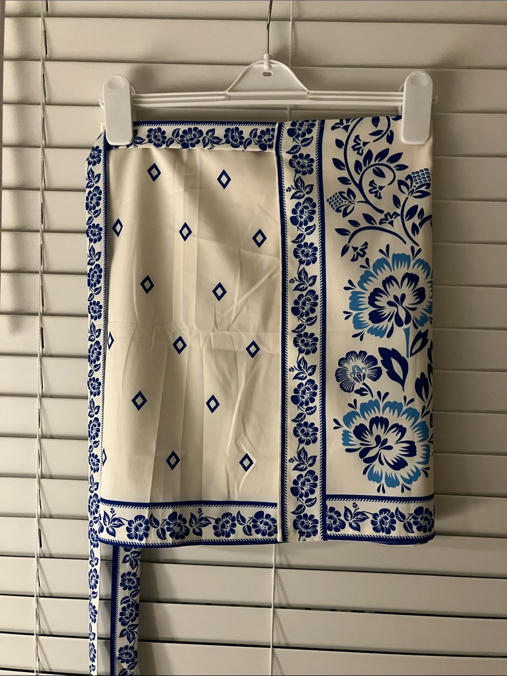 Blue and White Floral Wrap Skirt
